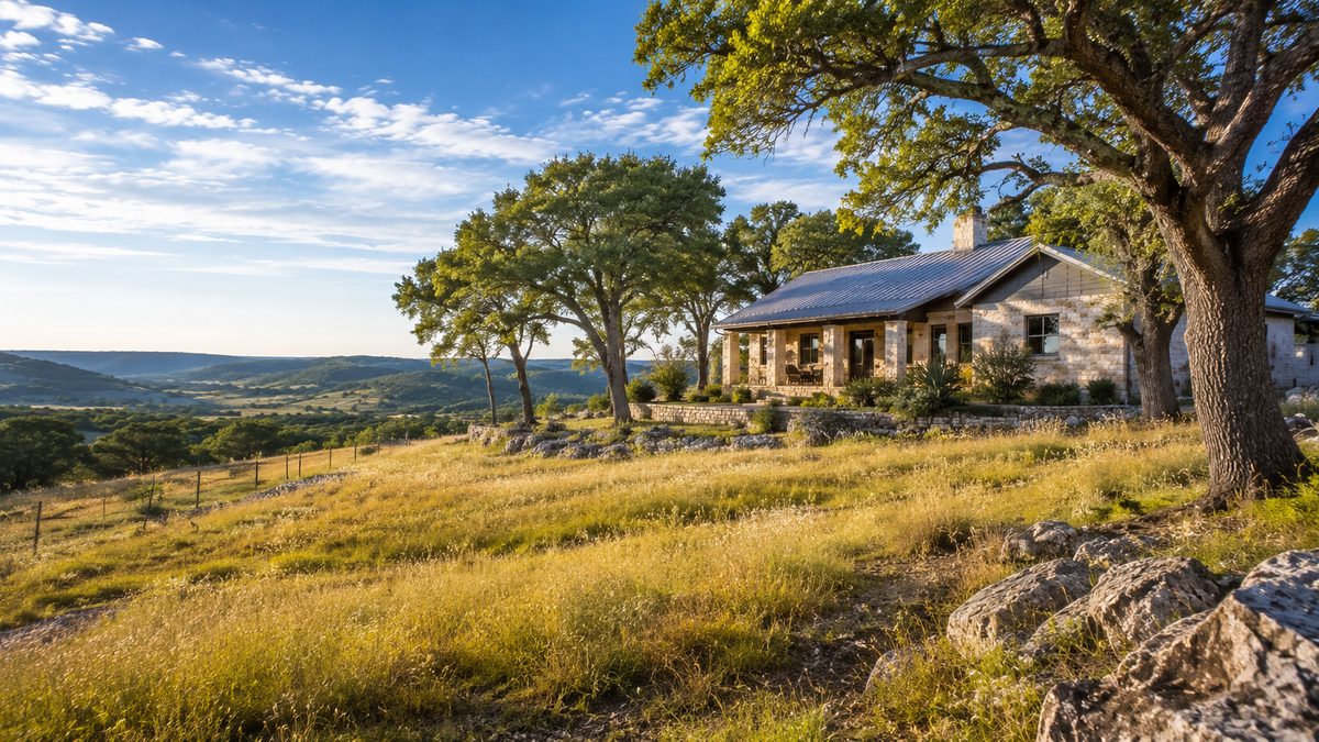 Rural Texas Hill Country property with open pasture